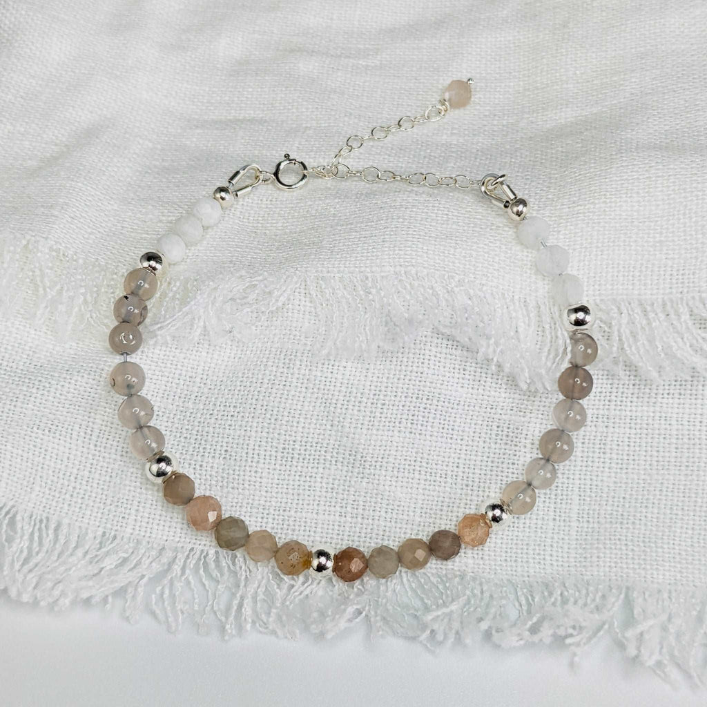 Sunstone Moonstone Tasbih Chain Bracelet, islamic_prayer_beads - Grounded Revival