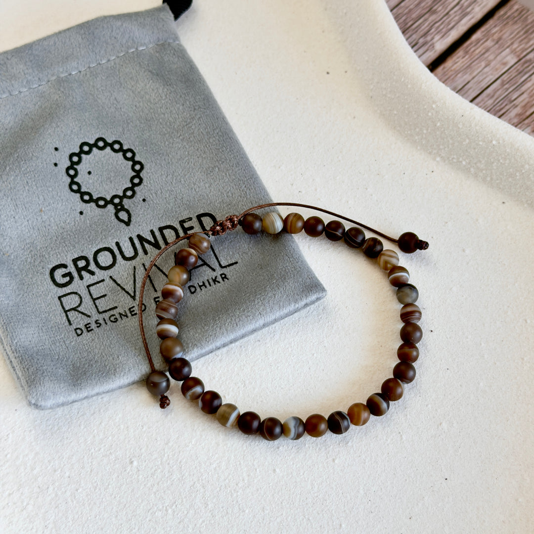 Matte Coffee Agate Tasbih Bracelet – Rukn Men's Collection