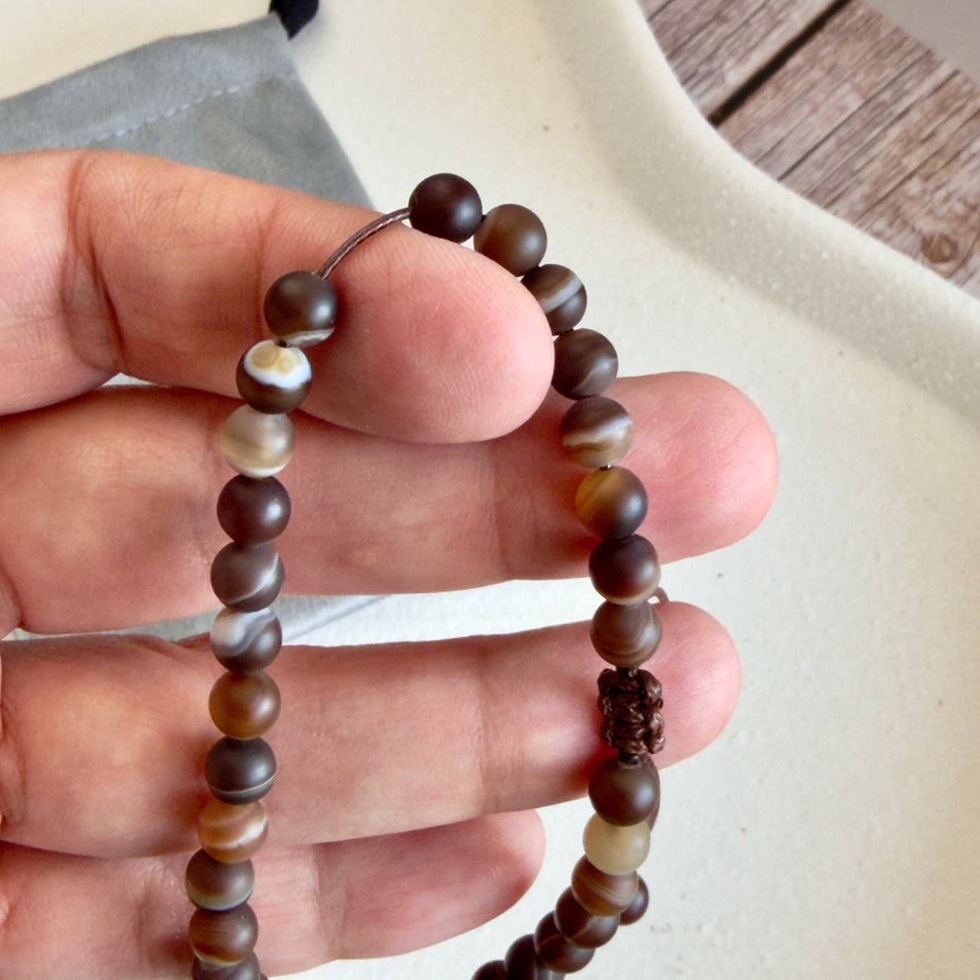 Matte Coffee Agate Tasbih Bracelet – Rukn Men's Collection