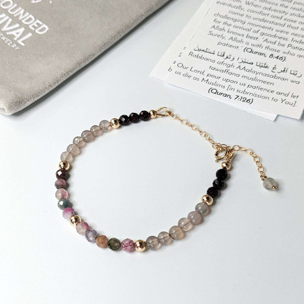 Tourmaline Garnet Tasbih Chain Bracelet