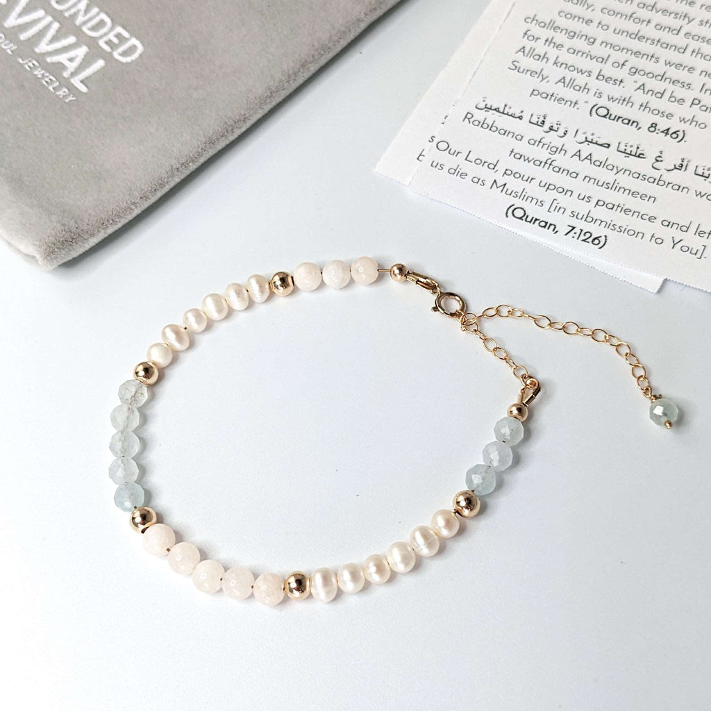 Pearl Sapphire Tasbih Chain Bracelet