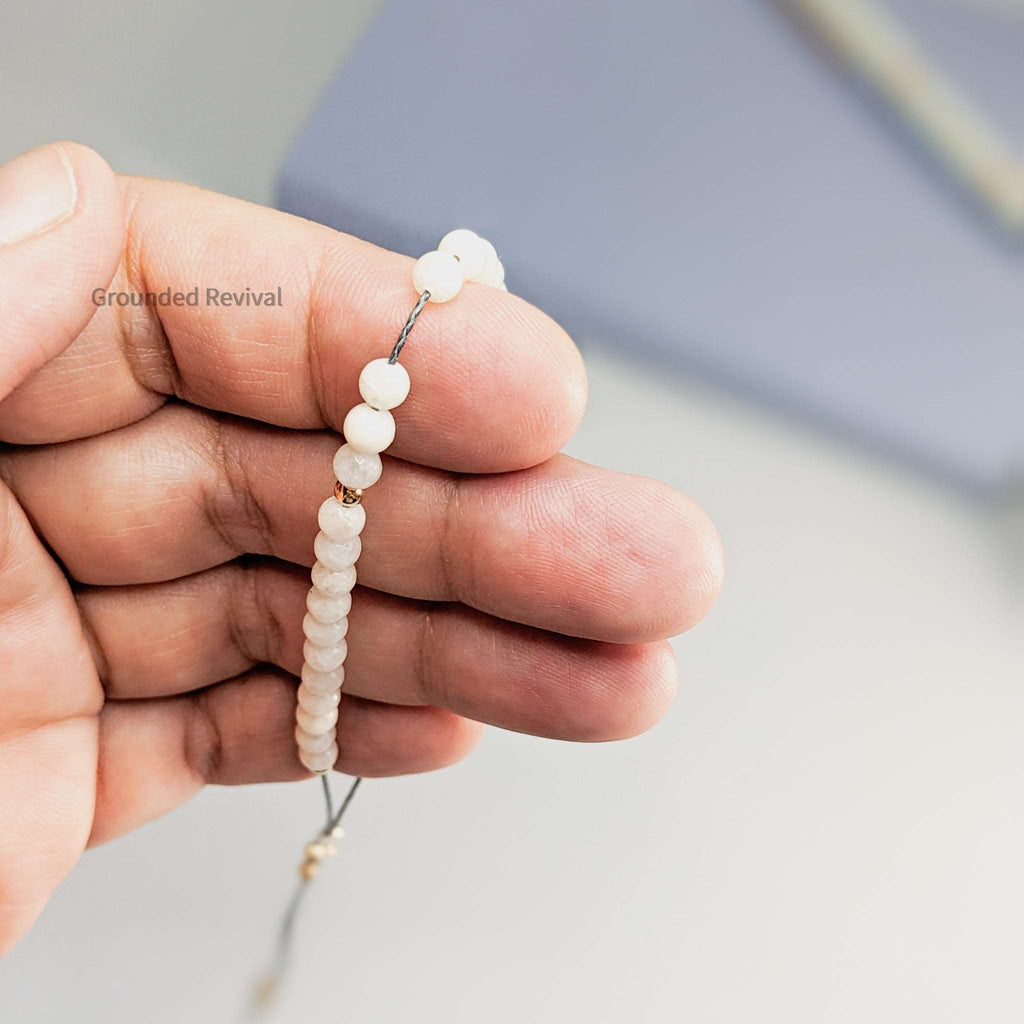 Milky Quartz Tassel Tasbih Bracelet | Women's Tasbeeh Beads, 33 Beads