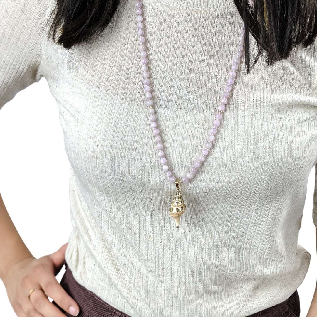 Kunzite Sea Shell Tasbih, islamic_prayer_beads - Grounded Revival