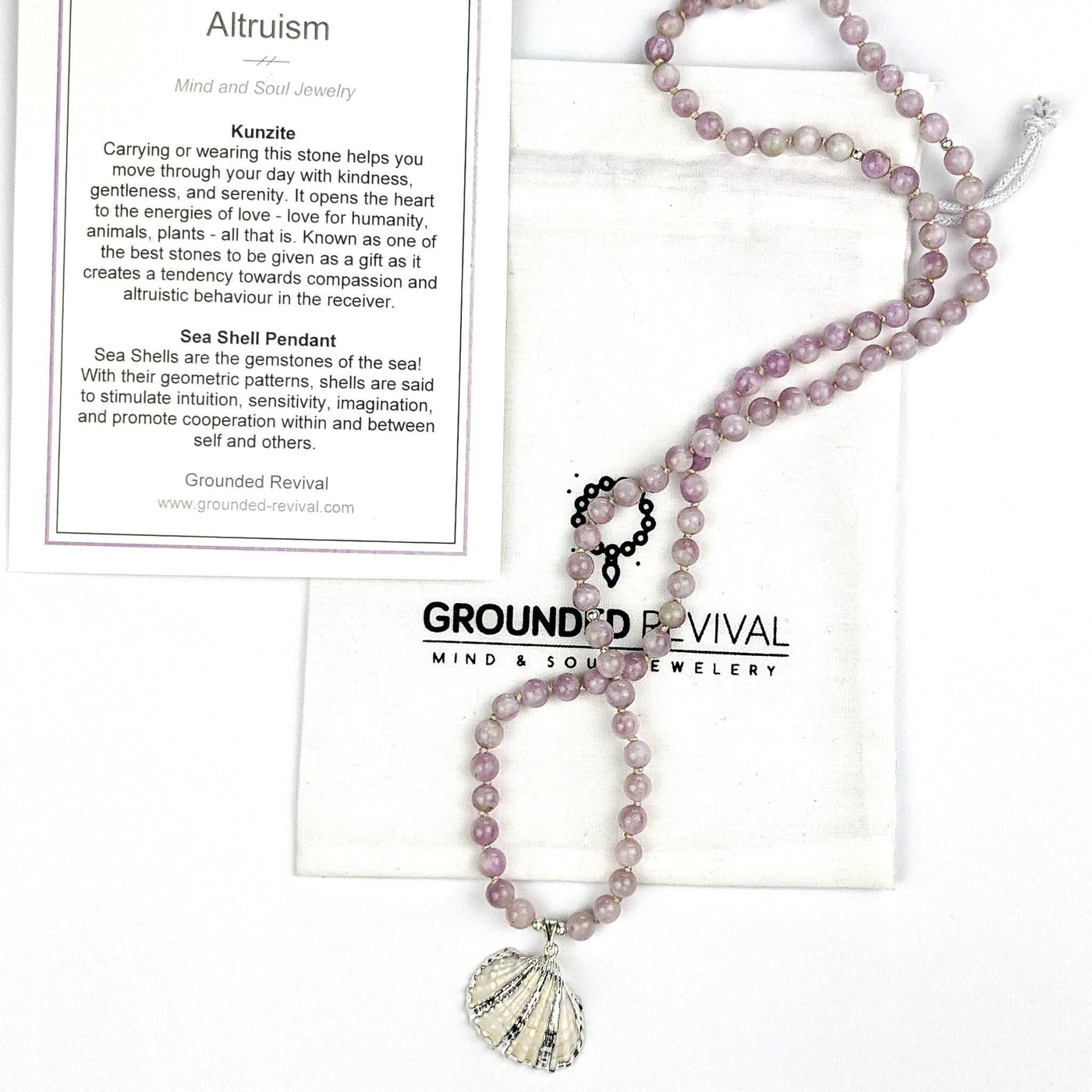 Kunzite Sea Shell Tasbih, islamic_prayer_beads - Grounded Revival