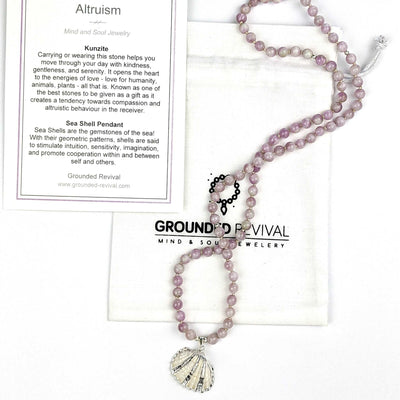 Kunzite Sea Shell Tasbih, islamic_prayer_beads - Grounded Revival