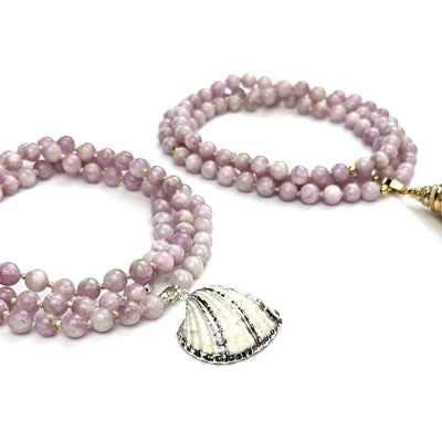 Kunzite Sea Shell Tasbih, islamic_prayer_beads - Grounded Revival