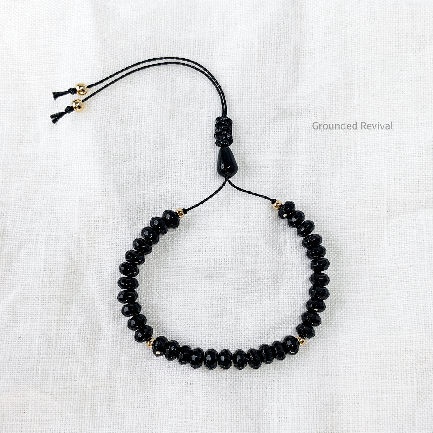 Black Aqeeq Tasbih Bracelet | Women's Prayer Beads - 33 Disc Beads, 6mm