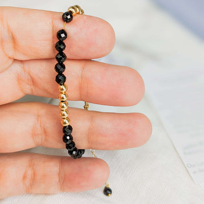 Black Spinel Tasbih Chain Bracelet, islamic_prayer_beads - Grounded Revival
