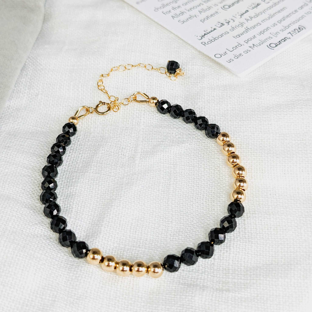 Black Spinel Tasbih Chain Bracelet, islamic_prayer_beads - Grounded Revival