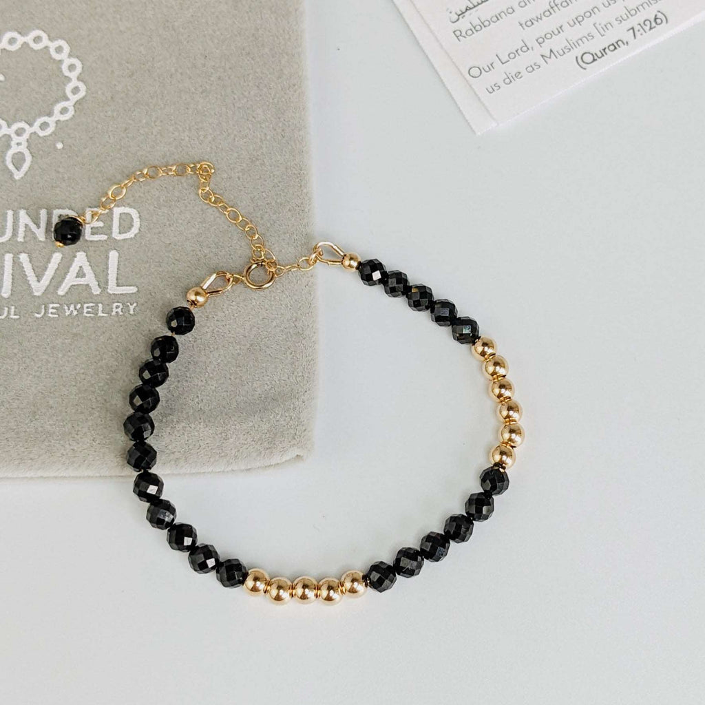 Black Spinel Tasbih Chain Bracelet, islamic_prayer_beads - Grounded Revival