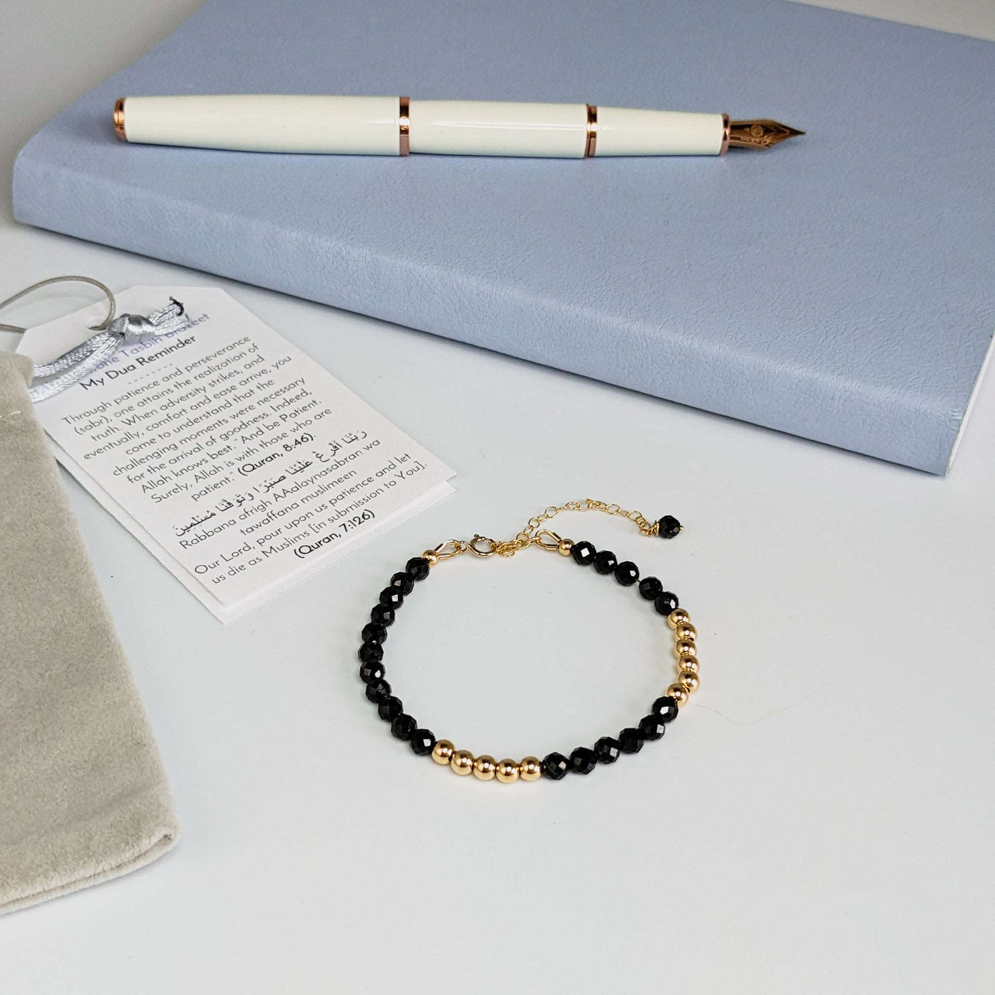 Black Spinel Tasbih Chain Bracelet, islamic_prayer_beads - Grounded Revival
