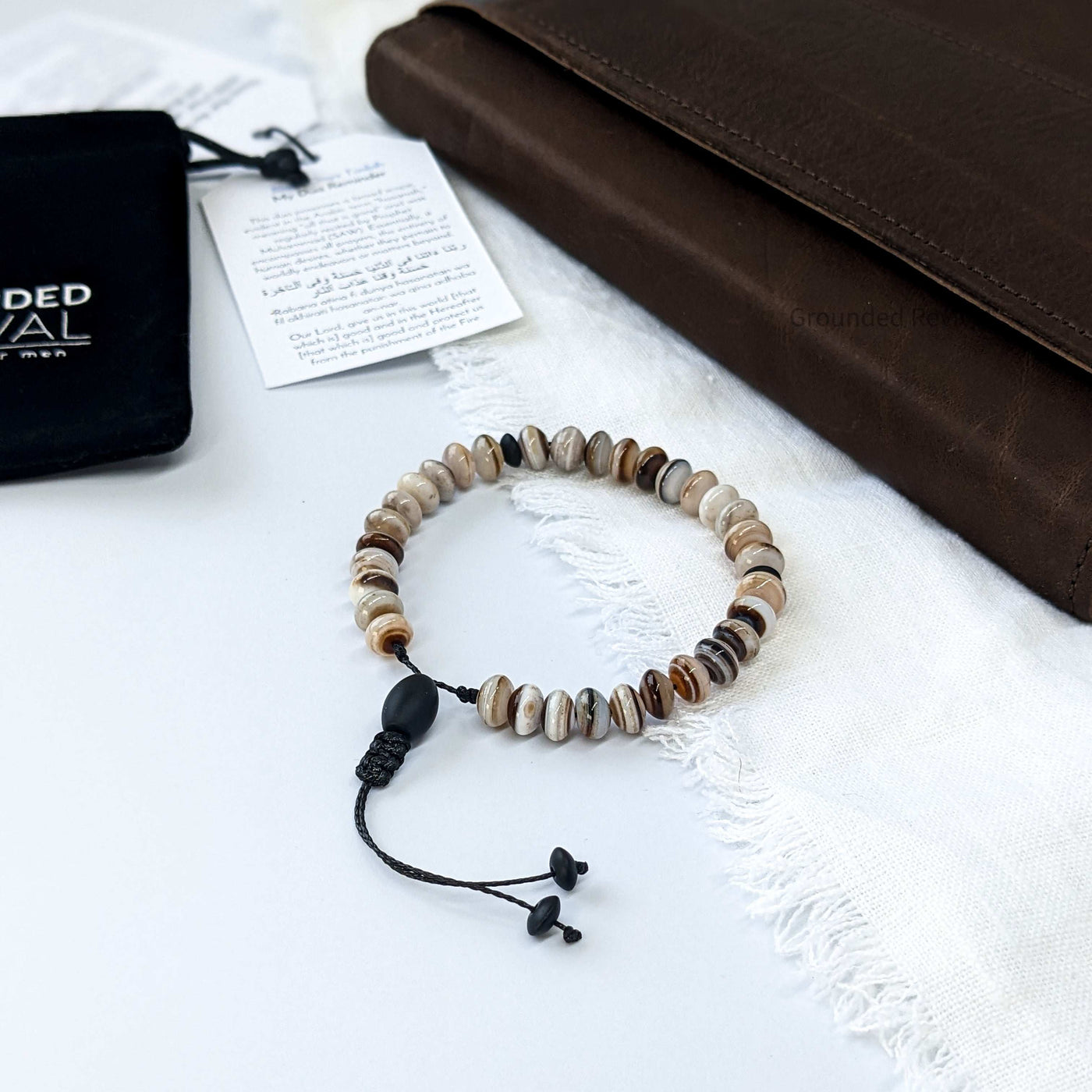 Coffee Agate Tasbih Bracelet | Men's Prayer Beads - 33 Disc Beads, 8mm