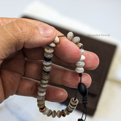 Coffee Agate Tasbih Bracelet | Men's Prayer Beads - 33 Disc Beads, 8mm