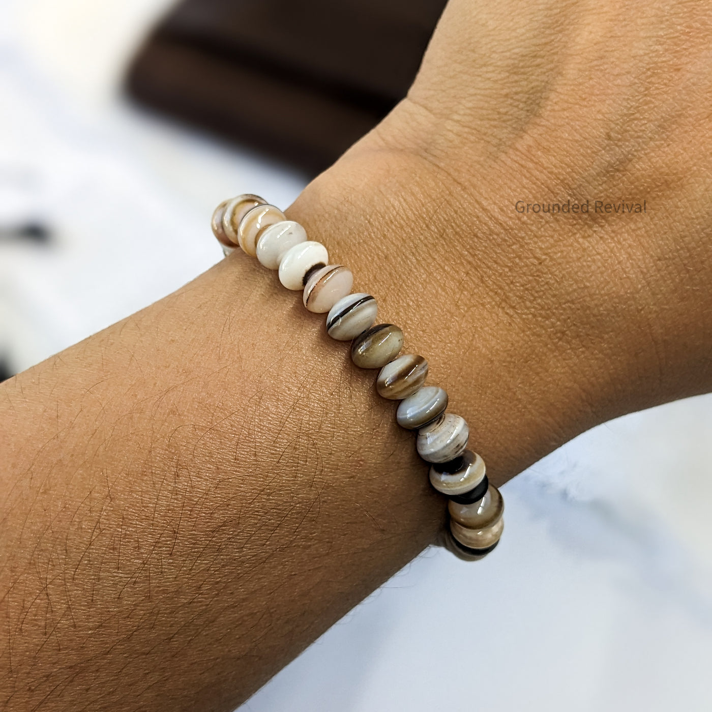 Coffee Agate Tasbih Bracelet | Men's Prayer Beads - 33 Disc Beads, 8mm