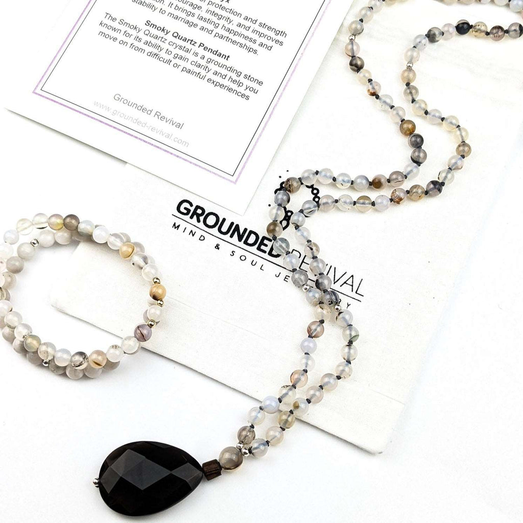 Sardonyx Smoky Quartz Tasbih, islamic_prayer_beads - Grounded Revival