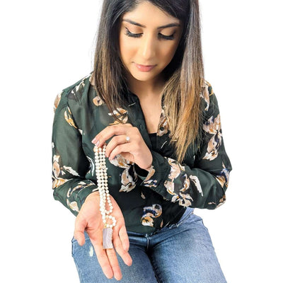 Agate Milky Quartz Tasbih, islamic_prayer_beads - Grounded Revival