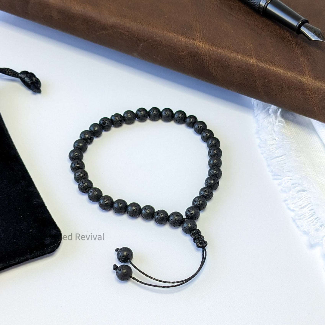 Lava Stone Tasbih Bracelet | Men's Misbaha | 33 Beads