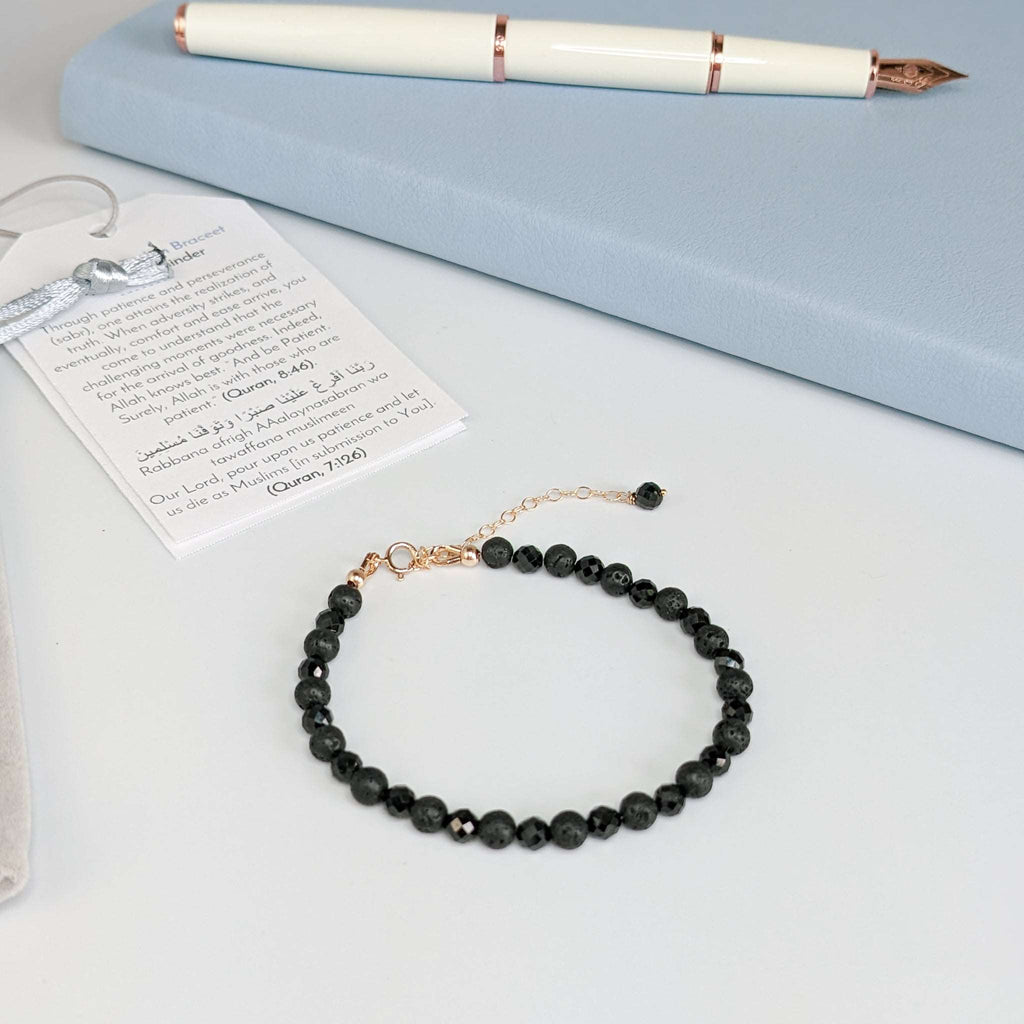 Lava Spinel Tasbih Chain Bracelet, islamic_prayer_beads - Grounded Revival