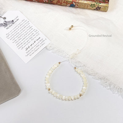 Mother of Pearl Tasbih Bracelet | Women's Prayer Beads - 33 Disc Beads, 6mm