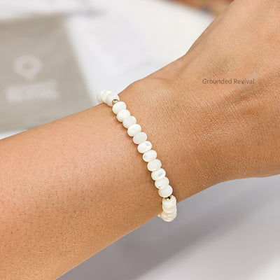 Mother of Pearl Tasbih Bracelet | Women's Prayer Beads - 33 Disc Beads, 6mm