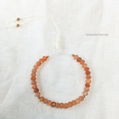 Peach Moonstone Tasbih Bracelet | Women's Prayer Beads - 33 Disc Beads, 6mm