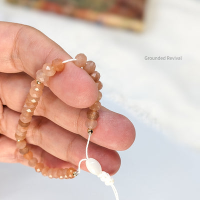 Peach Moonstone Tasbih Bracelet | Women's Prayer Beads - 33 Disc Beads, 6mm