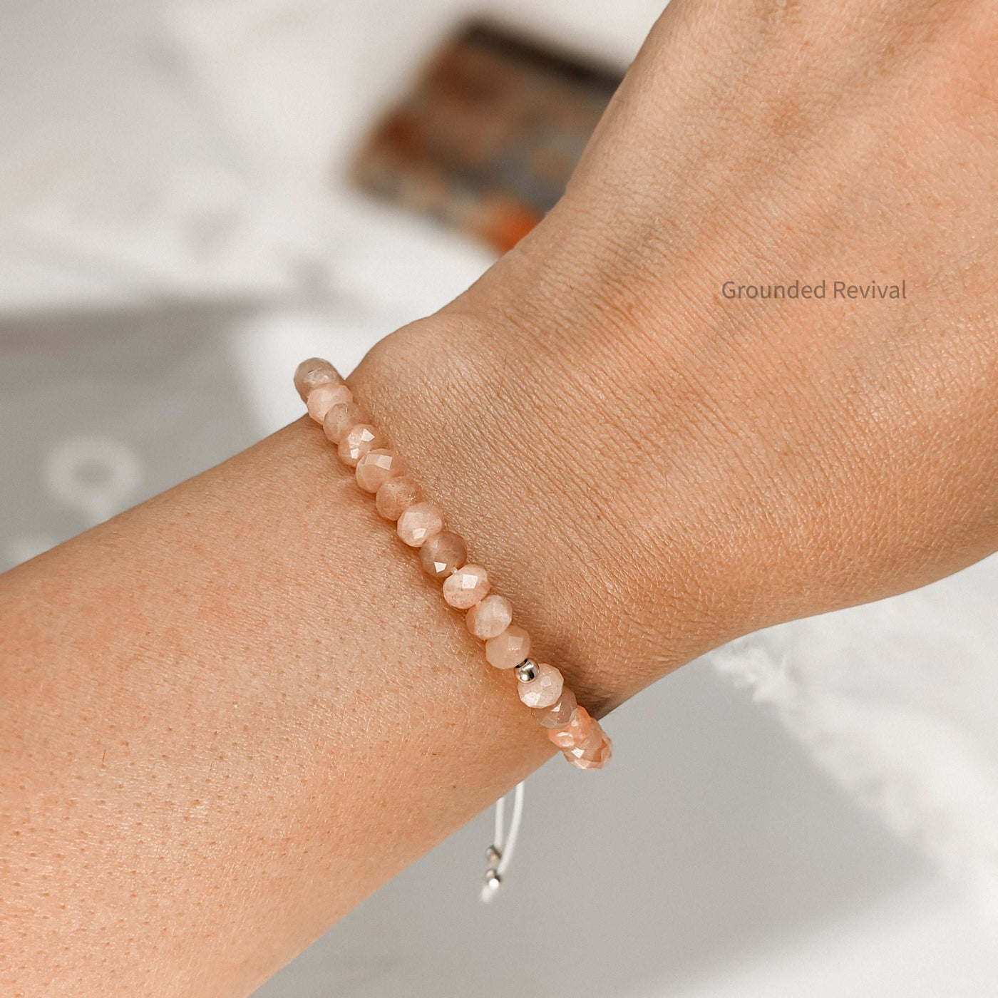 Peach Moonstone Tasbih Bracelet | Women's Prayer Beads - 33 Disc Beads, 6mm
