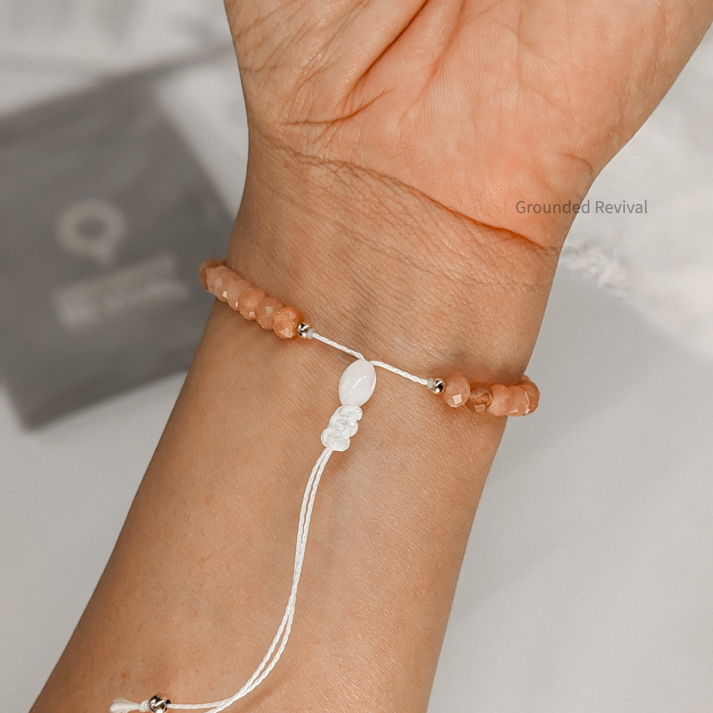 Peach Moonstone Tasbih Bracelet | Women's Prayer Beads - 33 Disc Beads, 6mm