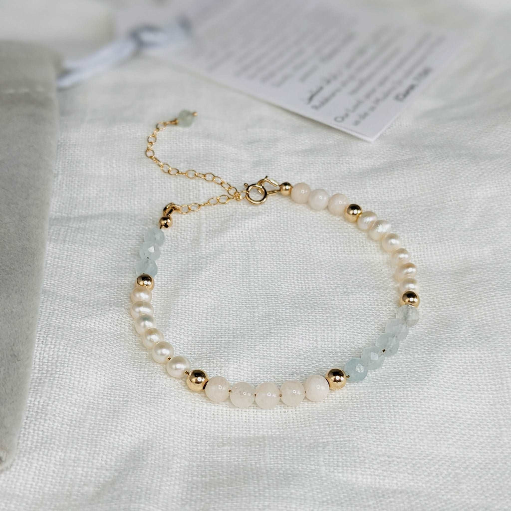Pearl Sapphire Tasbih Chain Bracelet, islamic_prayer_beads - Grounded Revival