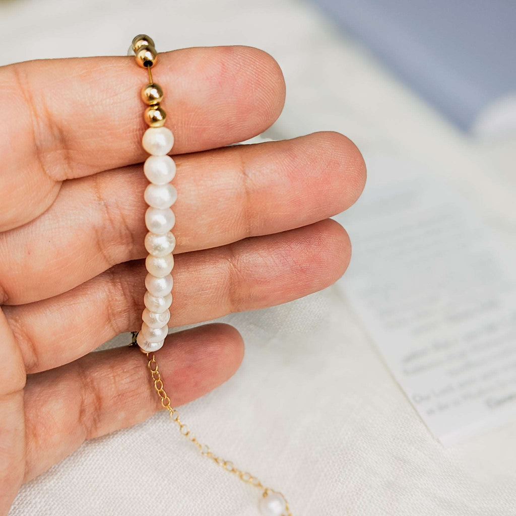 Pearl Tasbih Chain Bracelet, islamic_prayer_beads - Grounded Revival