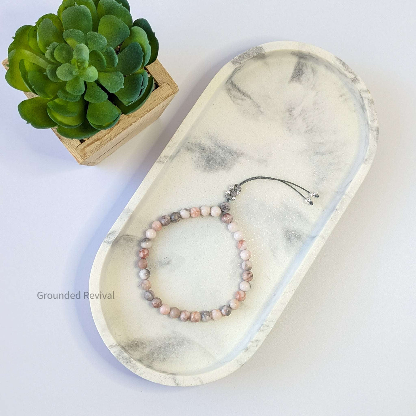 Pink Zebra Jasper Tasbih Bracelet | Women's Dhikr Beads - 33 Beads, 6mm