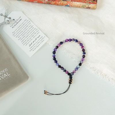 Purple Agate Tasbih Bracelet | Women's Dhikr Beads - 33 Beads, 5mm