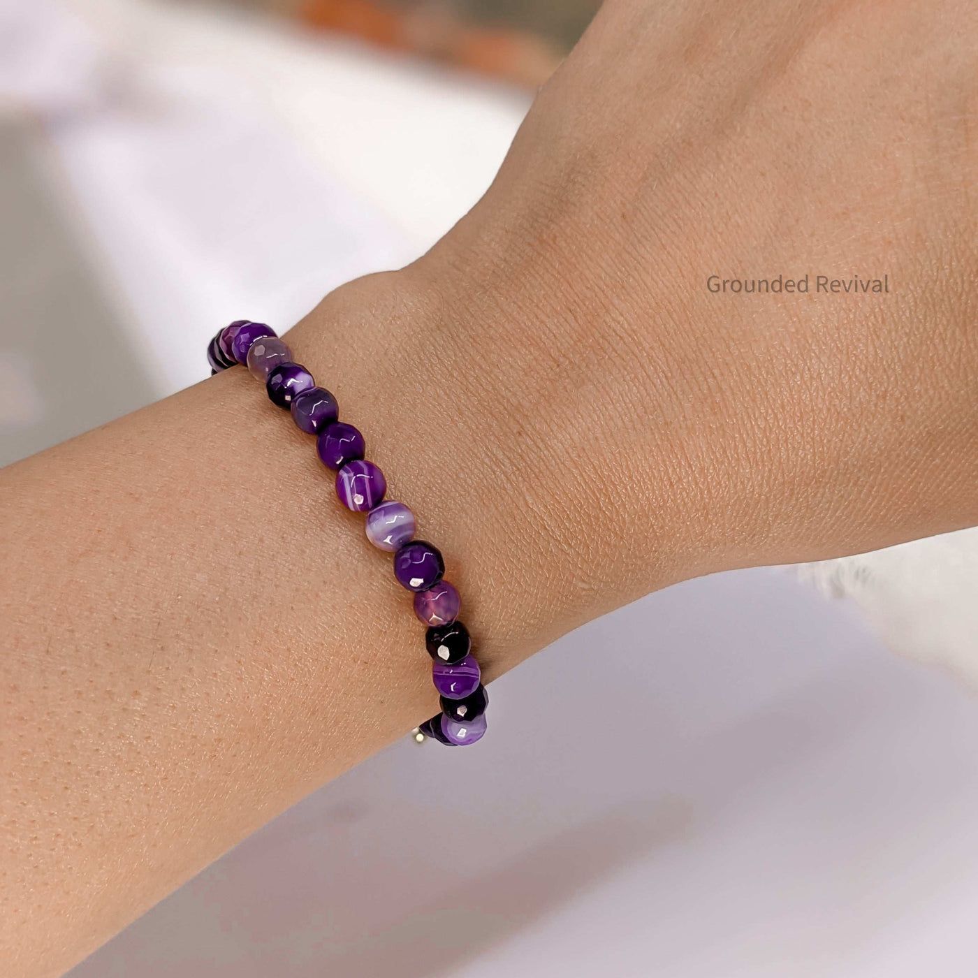 Purple Agate Tasbih Bracelet | Women's Dhikr Beads - 33 Beads, 5mm