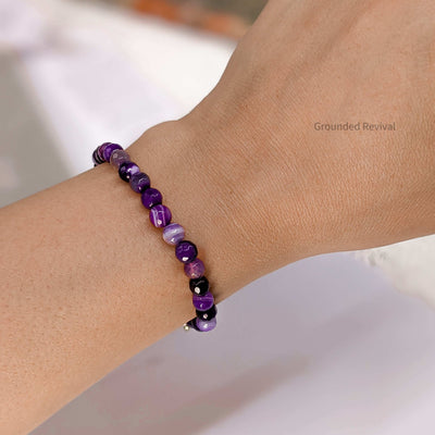 Purple Agate Tasbih Bracelet | Women's Dhikr Beads - 33 Beads, 5mm