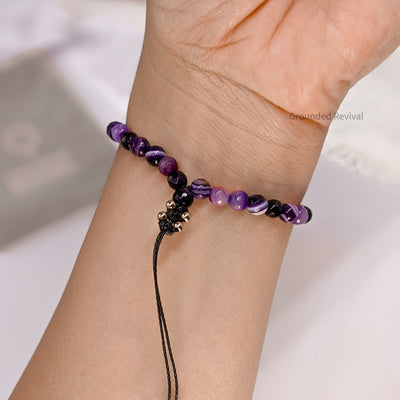 Purple Agate Tasbih Bracelet | Women's Dhikr Beads - 33 Beads, 5mm
