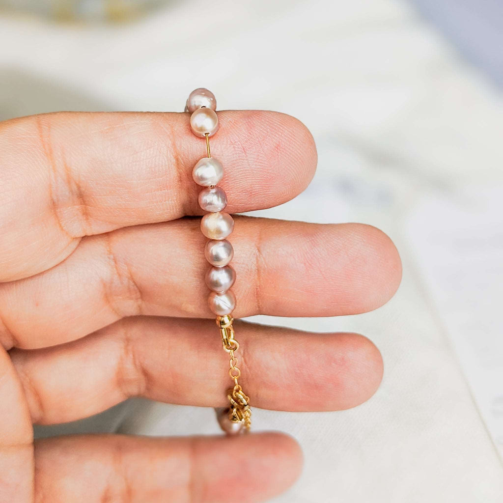Purple Pearl Tasbih Chain Bracelet, islamic_prayer_beads - Grounded Revival