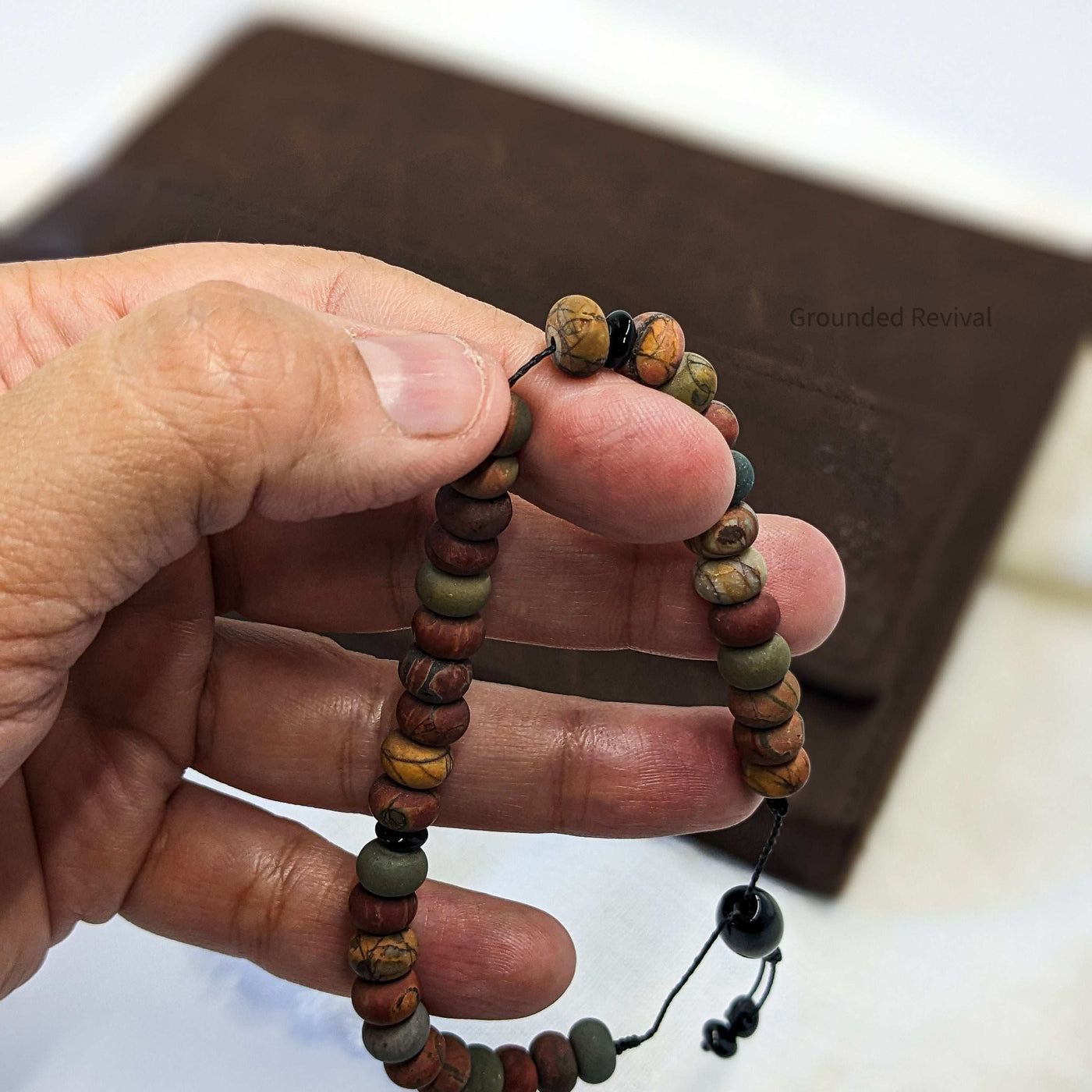 Matte Red Picasso Tasbih Bracelet | Men's Prayer Beads - 33 Disc Beads, 8mm