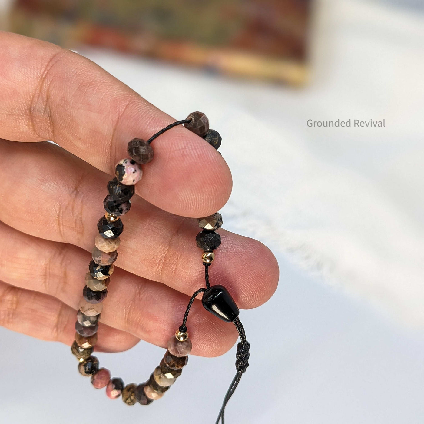 Rhodonite Tasbih Bracelet | Women's Prayer Beads - 33 Disc Beads, 6mm