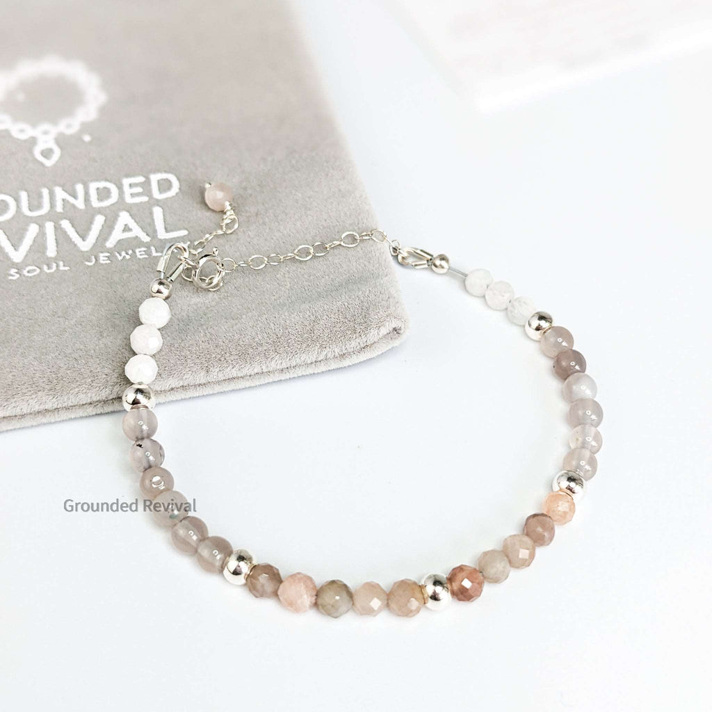 Sunstone and moonstone tasbih bracelet with 33 misbaha beads