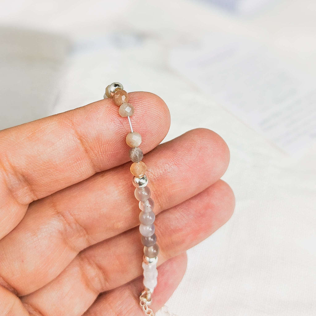 Sunstone Moonstone Tasbih Chain Bracelet, islamic_prayer_beads - Grounded Revival