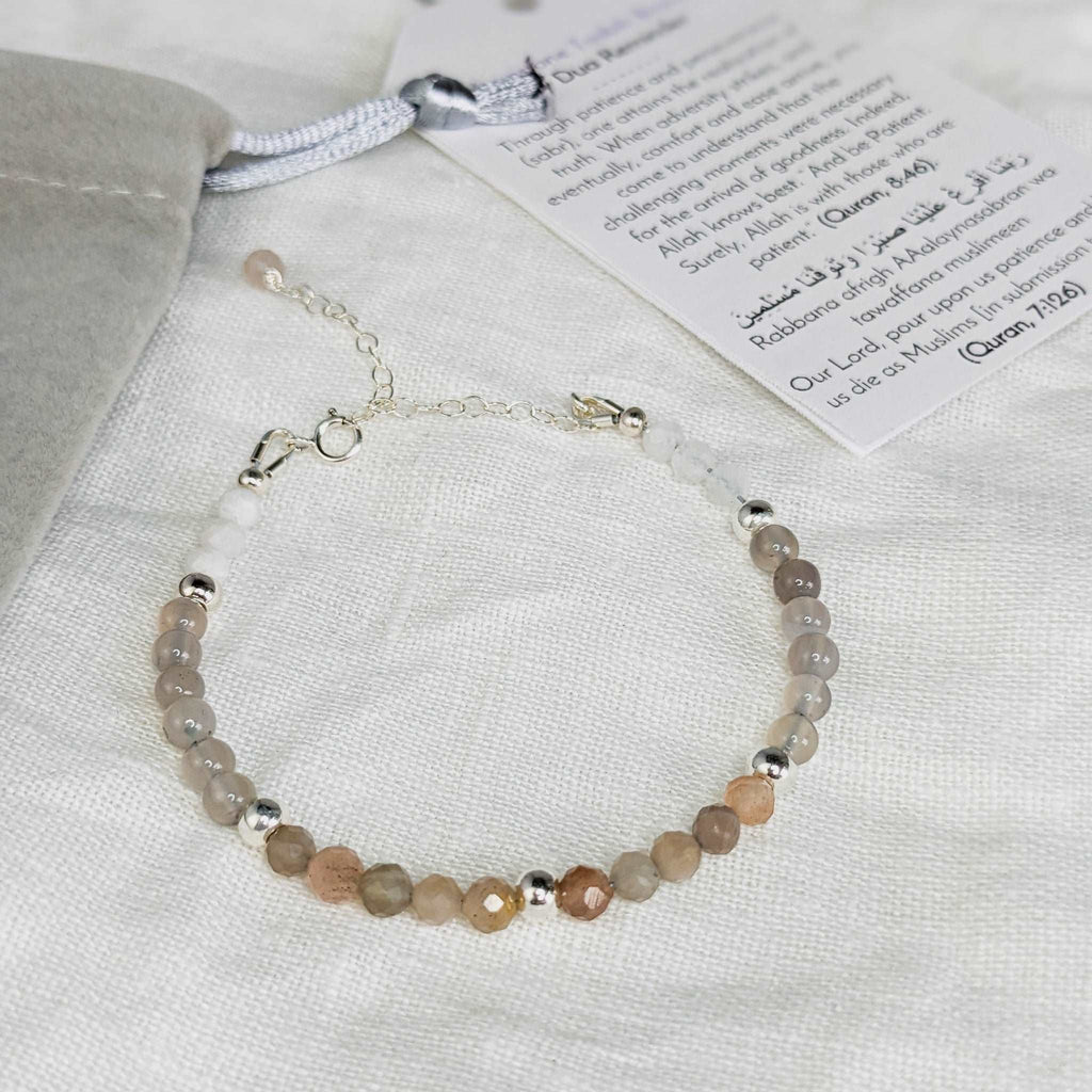 Sunstone Moonstone Tasbih Chain Bracelet, islamic_prayer_beads - Grounded Revival