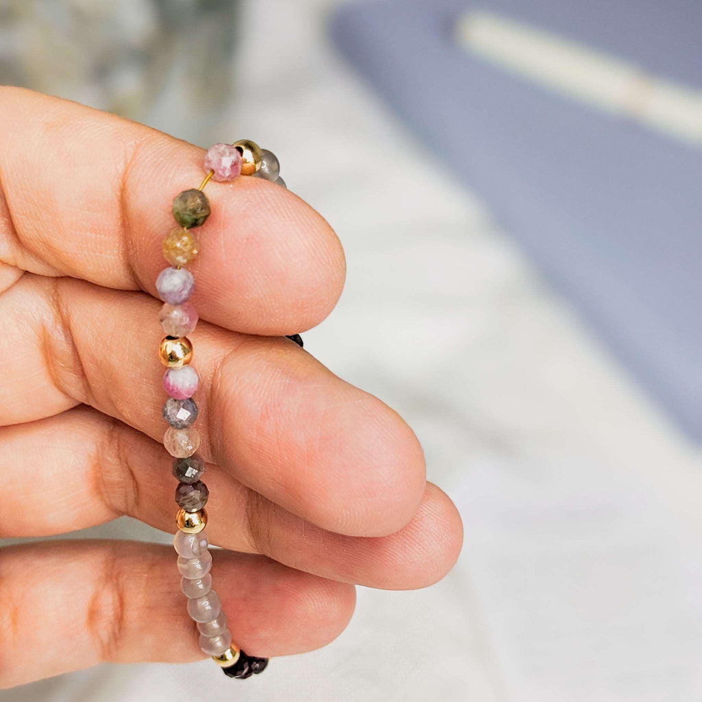 Tourmaline Garnet Tasbih Chain Bracelet, islamic_prayer_beads - Grounded Revival