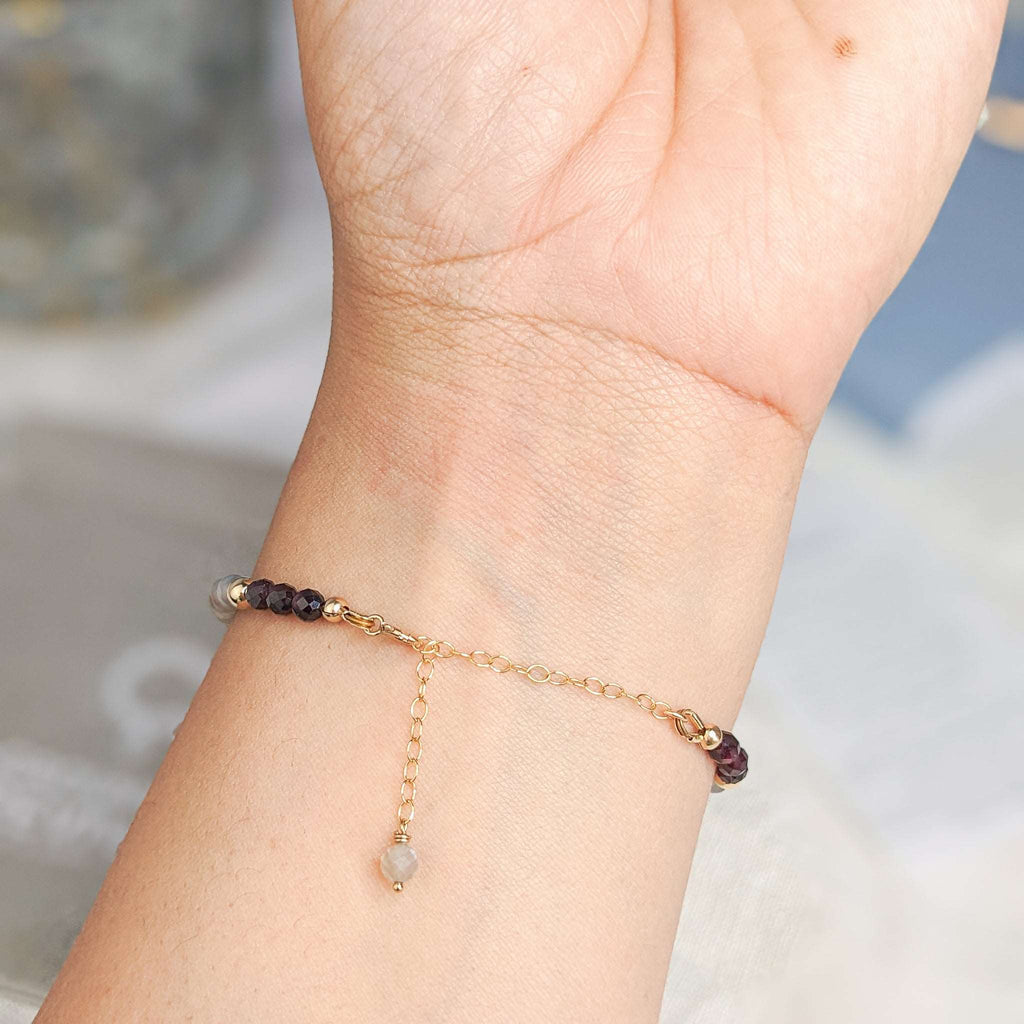 Tourmaline Garnet Tasbih Chain Bracelet, islamic_prayer_beads - Grounded Revival