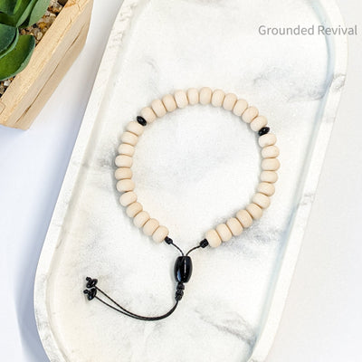 Matte White Agate Tasbih Bracelet | Men's Prayer Beads - 33 Disc Beads, 8mm