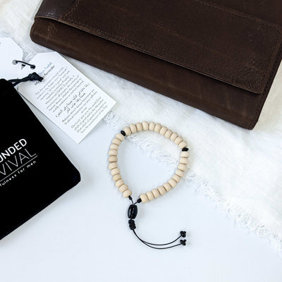 Matte White Agate Tasbih Bracelet | Men's Prayer Beads - 33 Disc Beads, 8mm