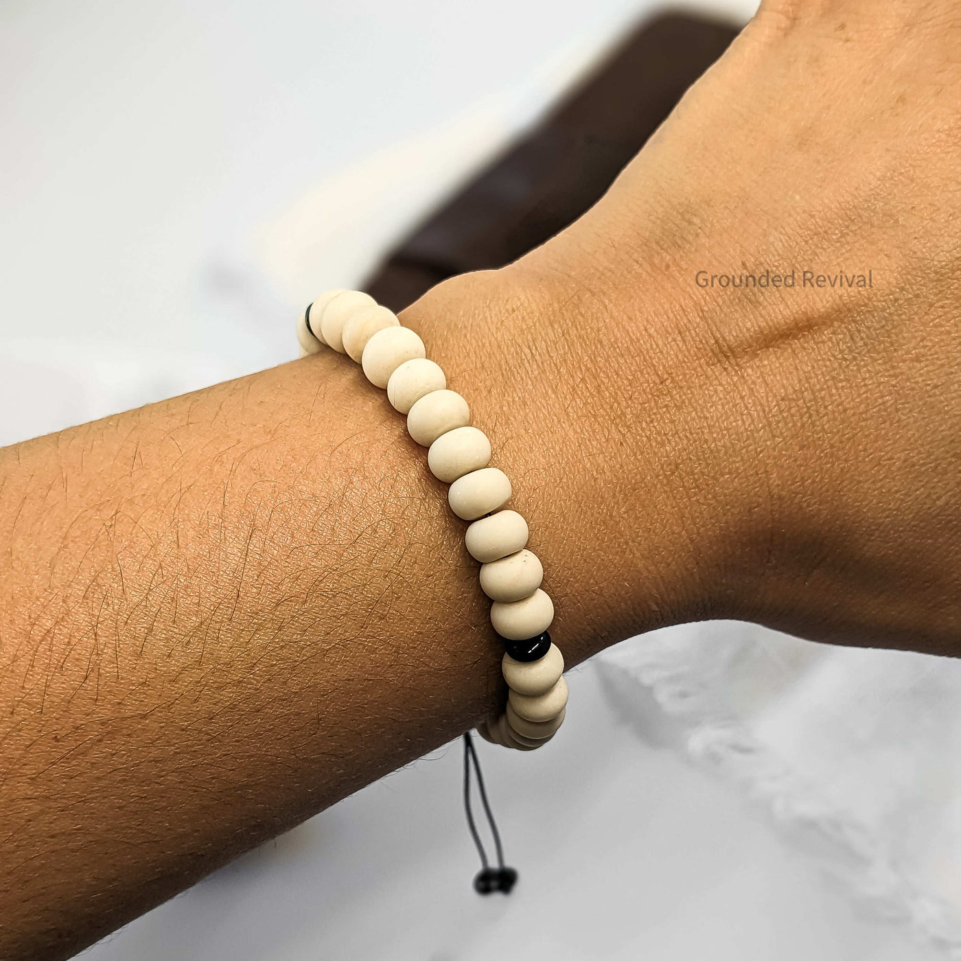 Matte White Agate Tasbih Bracelet | Men's Prayer Beads - 33 Disc Beads, 8mm
