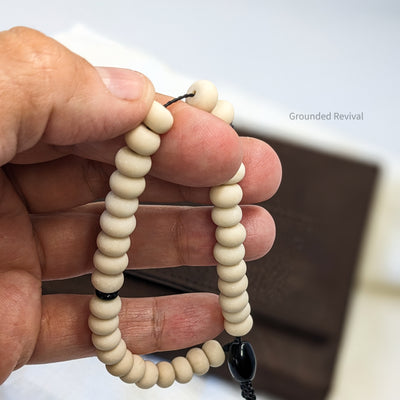 Matte White Agate Tasbih Bracelet | Men's Prayer Beads - 33 Disc Beads, 8mm