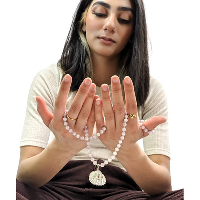 Kunzite Sea Shell Tasbih, islamic_prayer_beads - Grounded Revival
