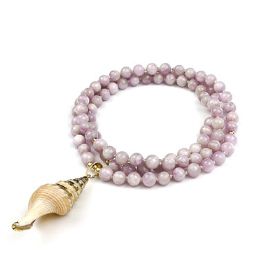 Kunzite Sea Shell Tasbih, islamic_prayer_beads - Grounded Revival