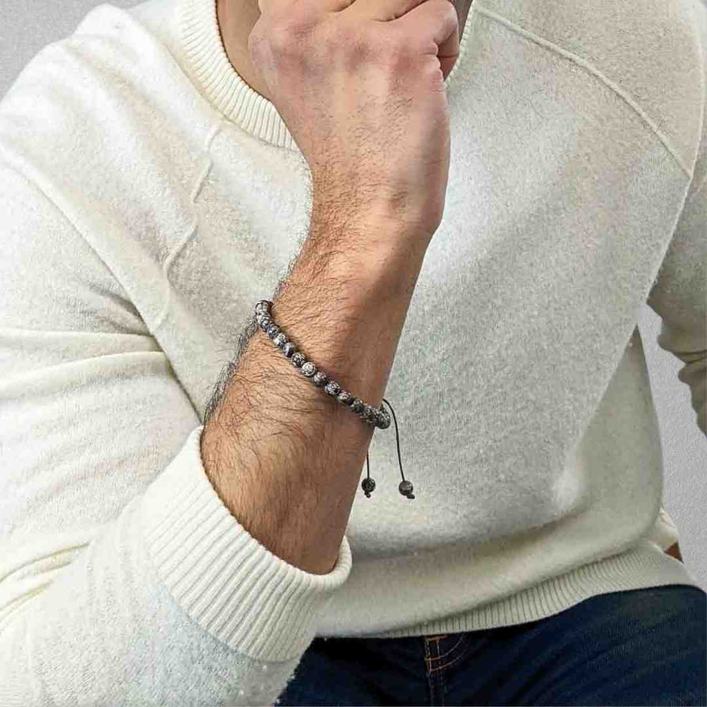 Snowflake Obsidian | Men's Tasbih Bracelet, islamic_prayer_beads - Grounded Revival